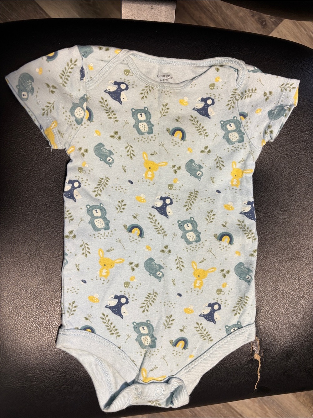 George Blue Animal & Rainbow Print Baby One-Piece Bodysuit